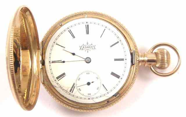 Appraisal: ELGIN FOURTEEN KARAT GOLD HUNTER CASE POCKET WATCH model size