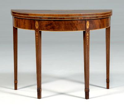 Appraisal: Fine American Federal card table mahogany with maple and pine