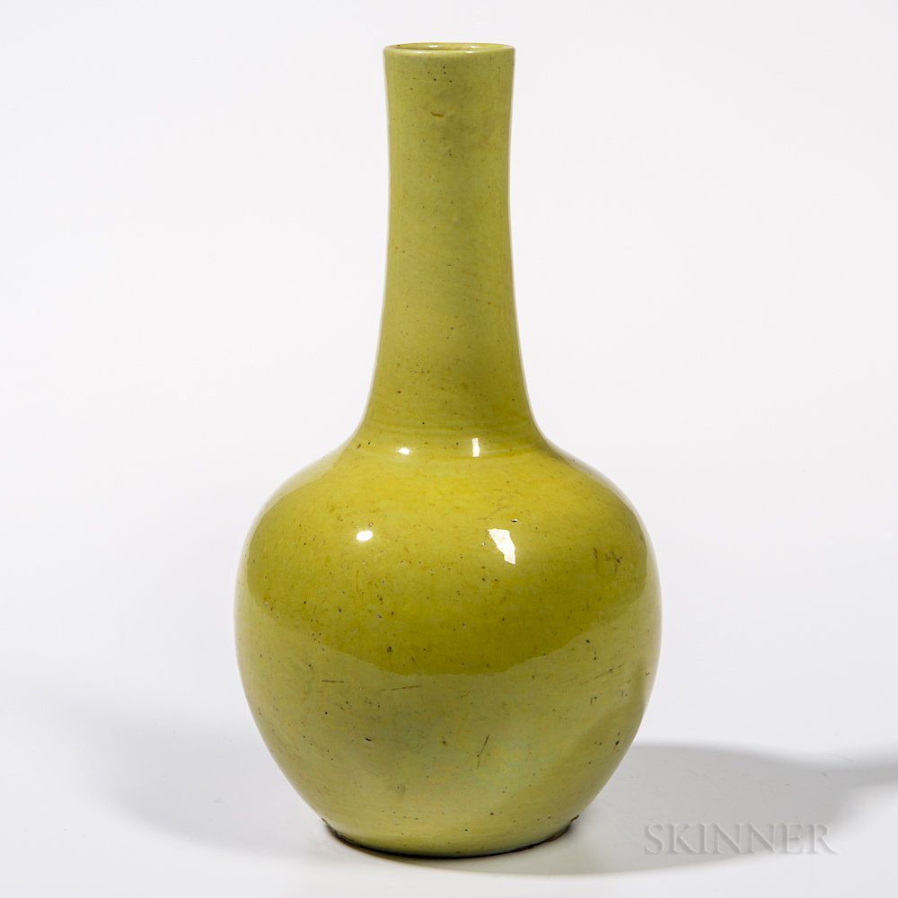 Appraisal: Yellow-glazed Vase Yellow-glazed Vase China th century globular bottle shape