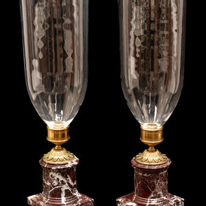 Appraisal: A Pair of French Gilt Metal and Marble Mounted Photophores