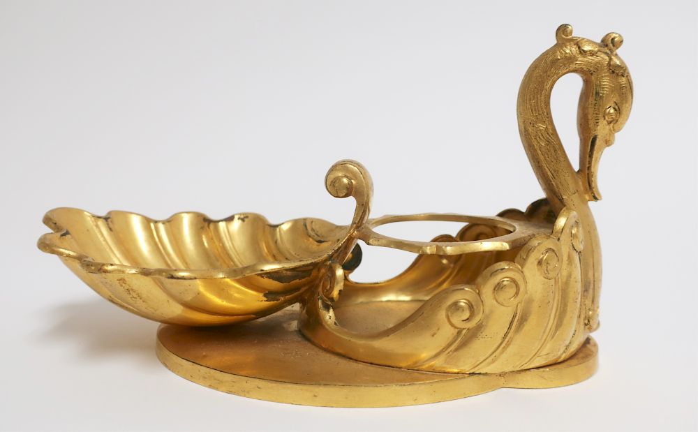 Appraisal: Elkington Gilt Bronze Swan Bath Vessel c An Elkington Gilt