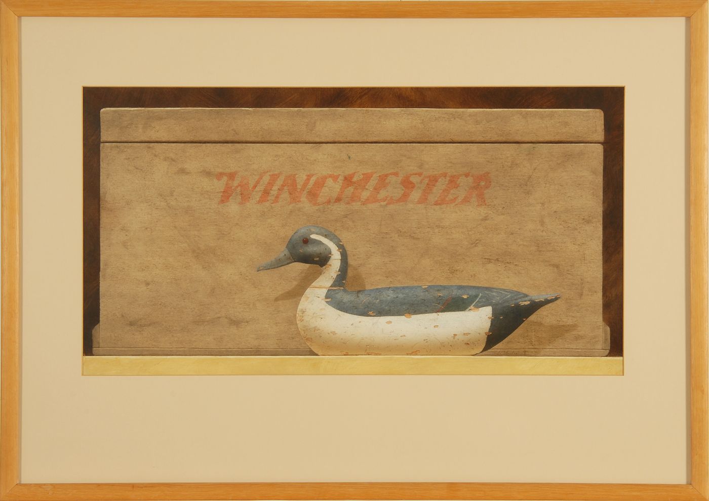 Appraisal: JOSEPH CIBULAAmerican ContemporaryDuck decoy with Winchester box Signed lower right