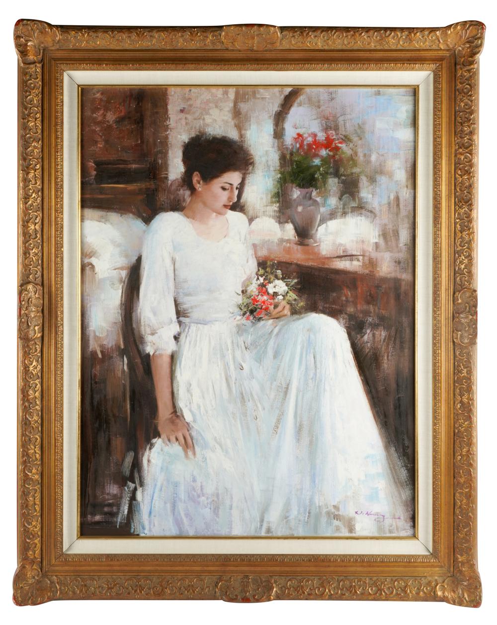 Appraisal: W HUANG PORTRAIT OF A SEATED WOMANoil on canvas Provenance