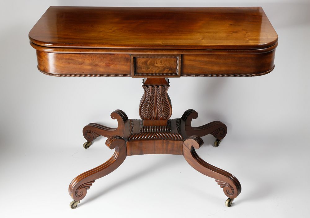 Appraisal: Regency Carved Mahogany Games Table circa Regency Carved Mahogany Games