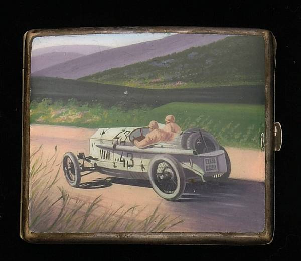 Appraisal: An enamelled silver cigarette case circa the silver marked Alpacca