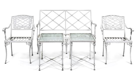 Appraisal: Sale Lot A Suite of White Painted Aluminum Garden Furniture