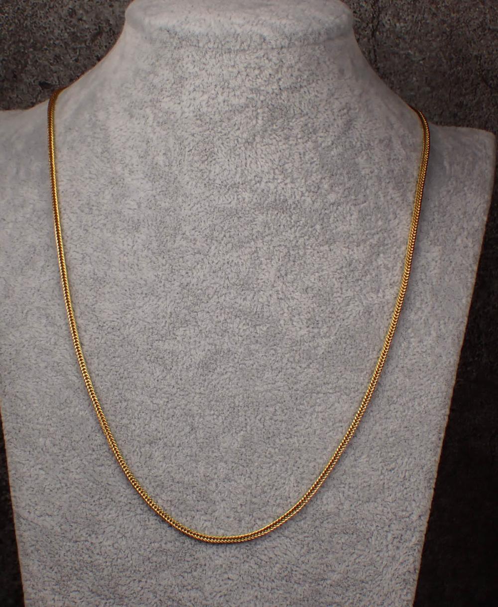 Appraisal: EIGHTEEN KARAT YELLOW GOLD WHEAT CHAIN NECKLACE measuring in length