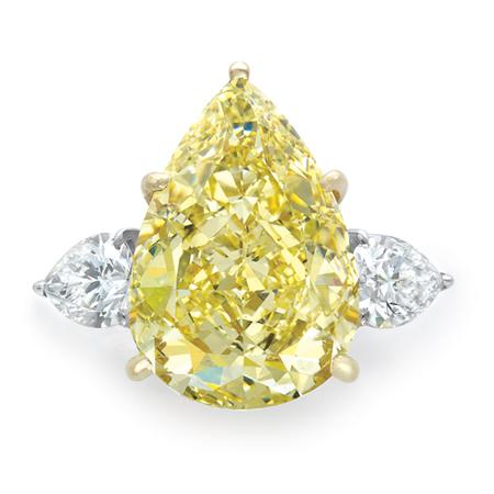 Appraisal: Fancy Yellow Diamond and Diamond Ring Estimate -