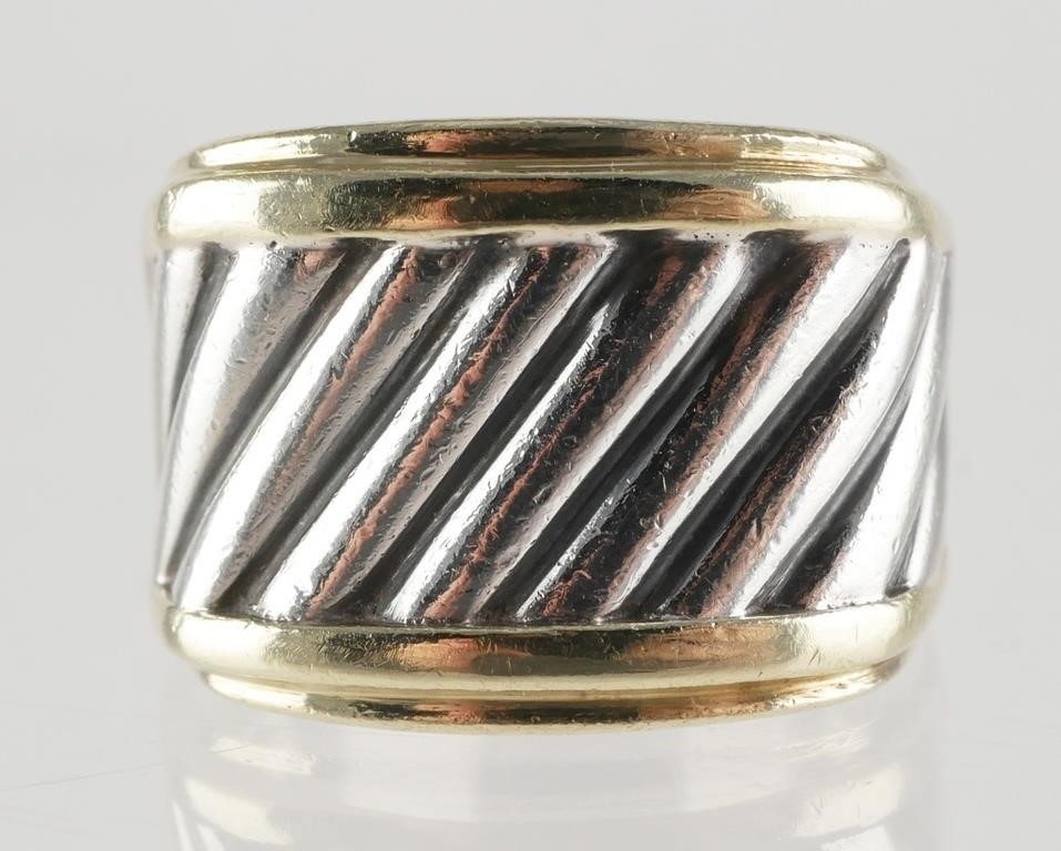 Appraisal: David Yurman designer ring in sterling silver and k yellow