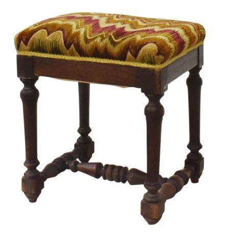 Appraisal: French Henri II style stool th c padded seat in