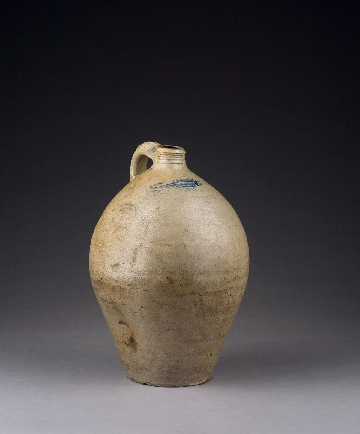 Appraisal: MASSACHUSETTS SALTGLAZE STONEWARE COBALT BLUE-DECORATED JUG POSSIBLY JONATHAN FENTON BOSTON