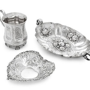 Appraisal: A Group of Three Silver Table Articles Various Makers th