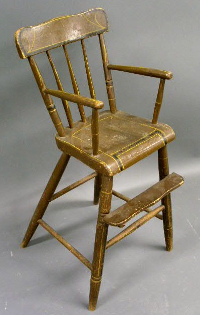 Appraisal: Pennsylvania Windsor highchair with original paint decoration h x w