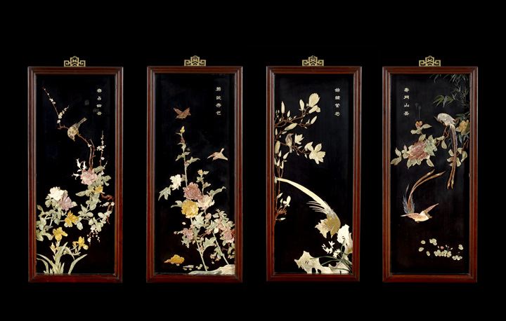 Appraisal: Suite of Four Chinese Applique Hanging Panels each of rectangular