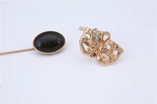 Appraisal: TWO PIECES OF MEN'S JEWELRY Boulder opal stick pin with