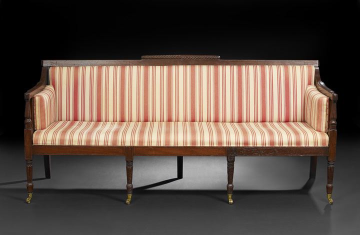 Appraisal: Regency Oak and Mahogany Settee early th century the long