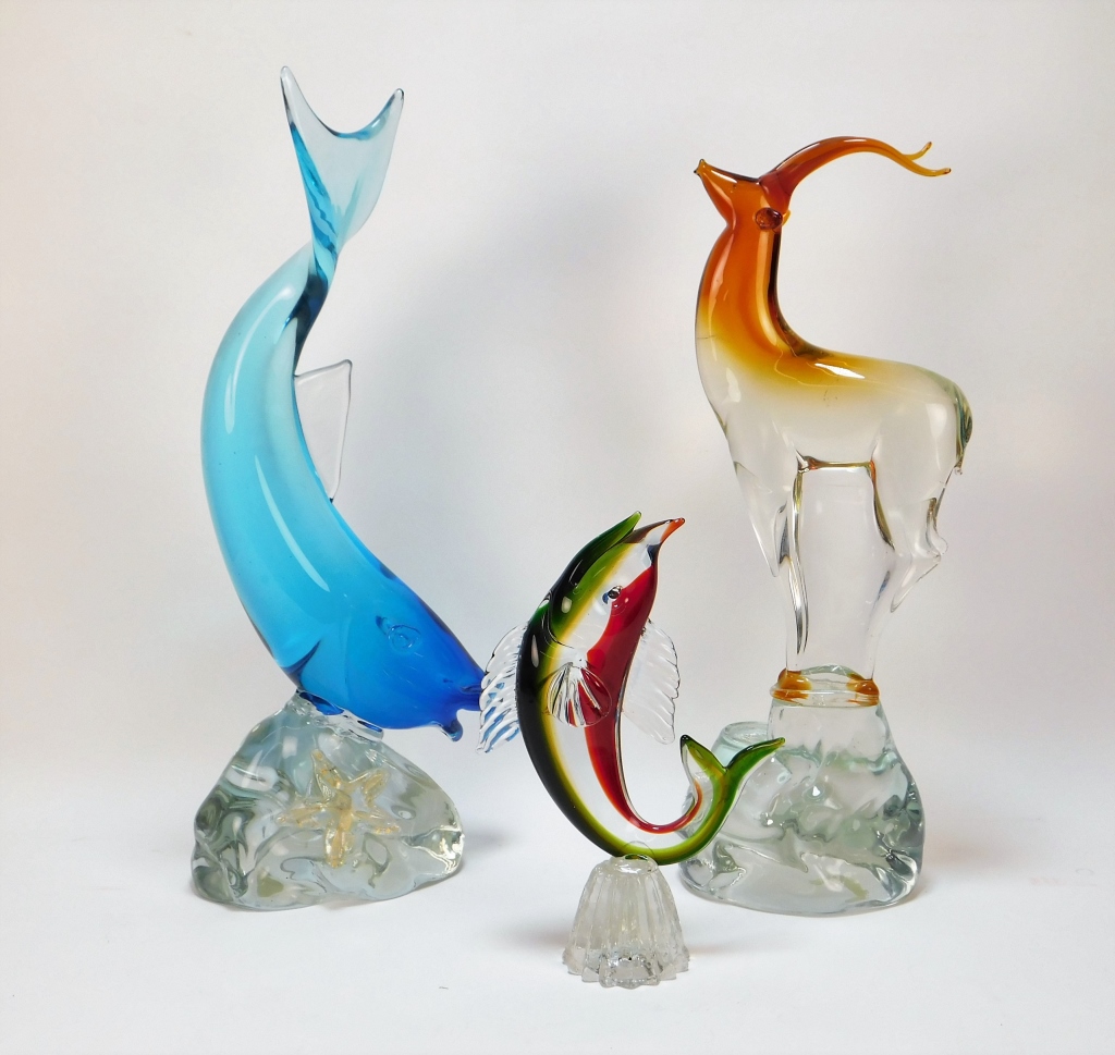 Appraisal: PC ITALIAN MURANO ANIMAL ART GLASS SCULPTURES Italy th CenturyIncludes