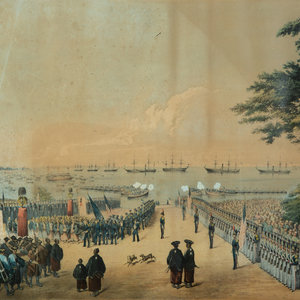 Appraisal: Two Hand-Colored Lithographs Depicting the Travels of Commodore Perry in