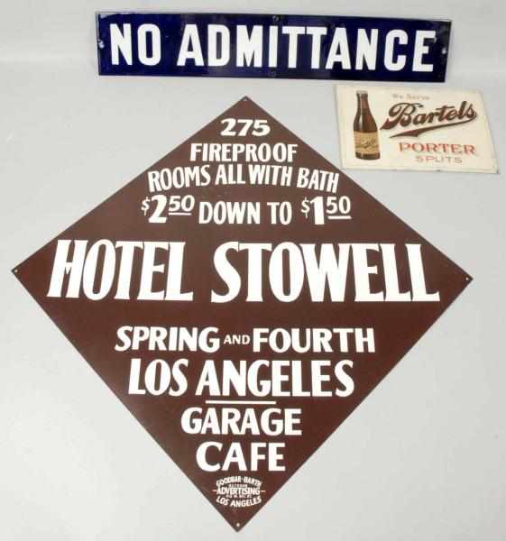 Appraisal: Lot of Signs Description Includes porcelain No Admittance sign tin