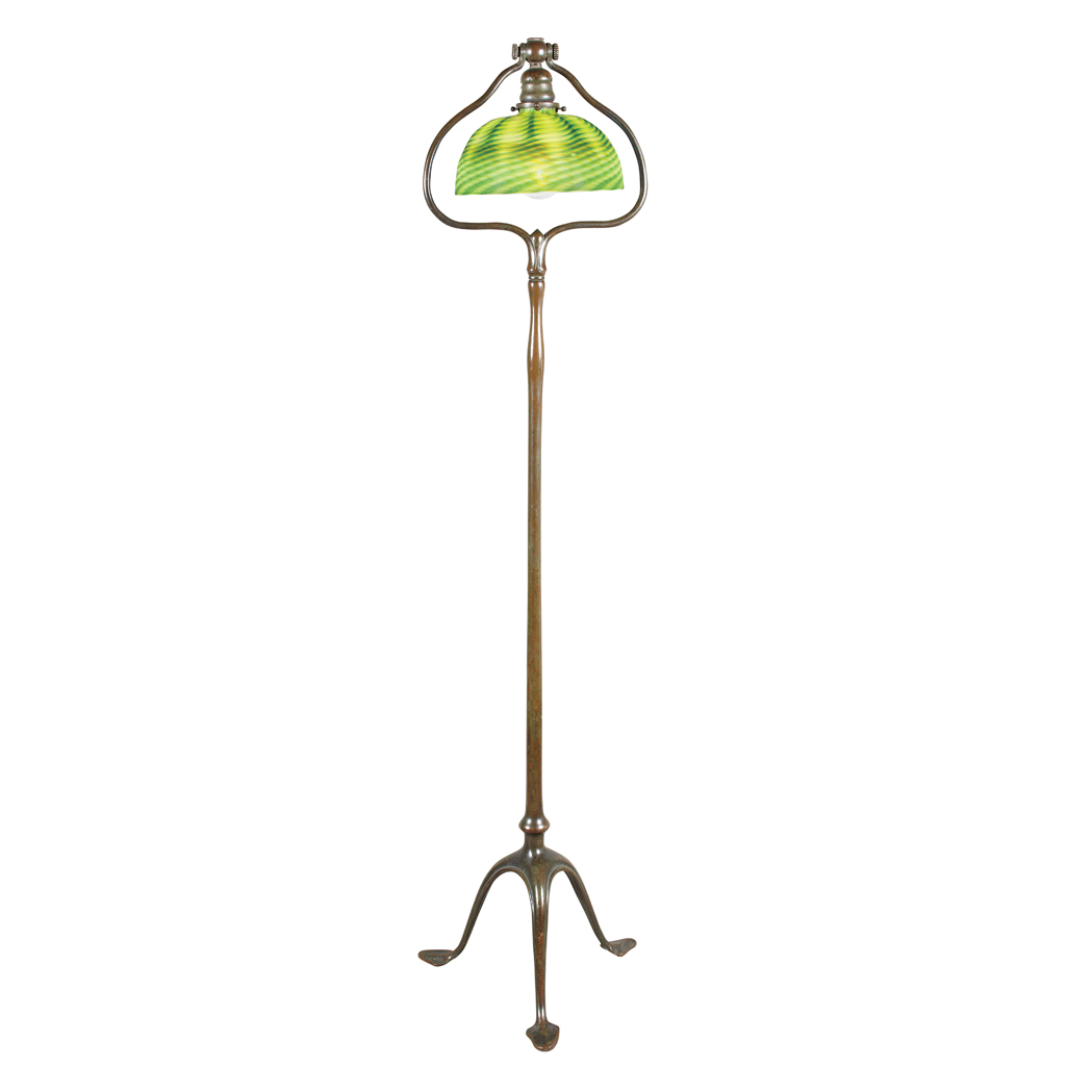 Appraisal: Tiffany Studios Bronze and Favrile Glass Harp Floor Lamp First