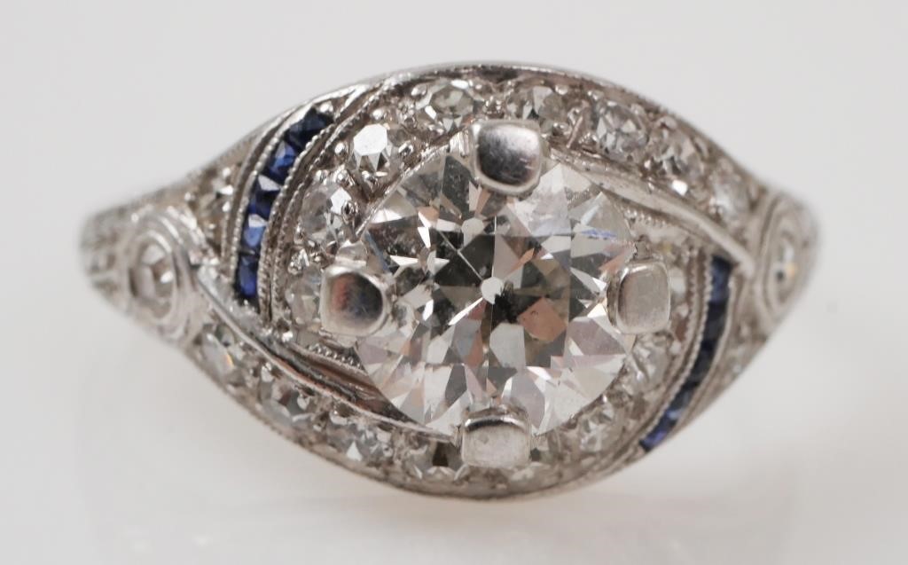 Appraisal: Vintage ring is set in platinum with approx ctw center