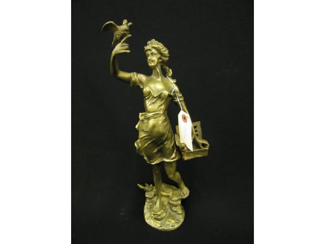 Appraisal: Victorian French Bronze Statue of Maiden with birds tall signed