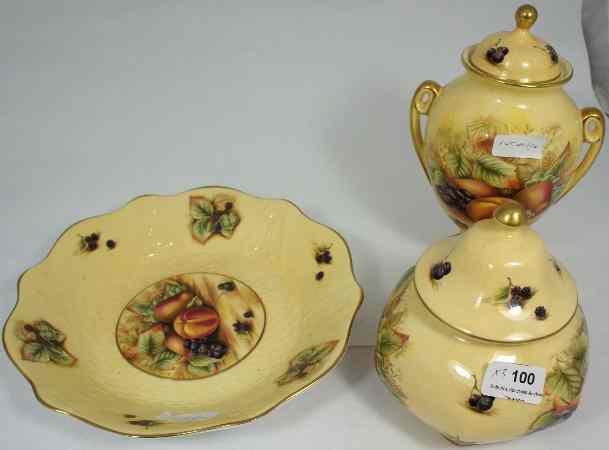 Appraisal: Aynsley Orchard Gold two Handled Vase Cover Jar Cover and