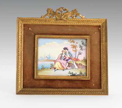 Appraisal: Miniature Enamel on Metal Picture A small enamel painting of