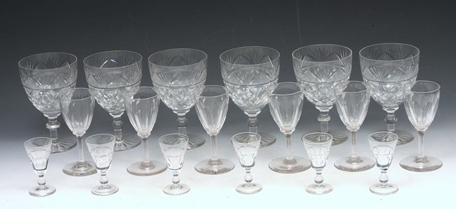 Appraisal: A SMALL COLLECTION OF VARIOUS WINE AND LIQUEUR GLASSES mostly