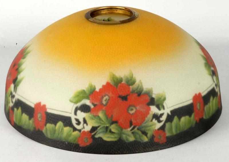 Appraisal: Reverse Painted Lampshade Description Floral border on black background shading