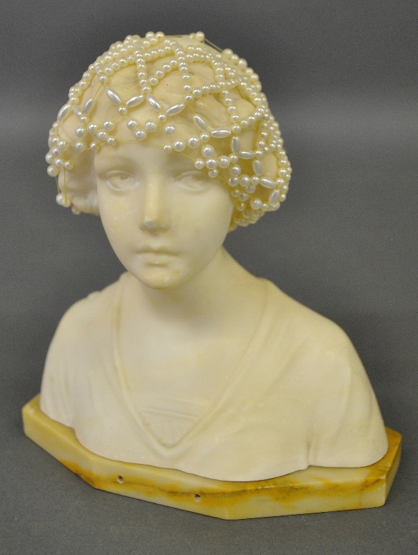 Appraisal: - Carved marble bust of a woman signed Juteur h