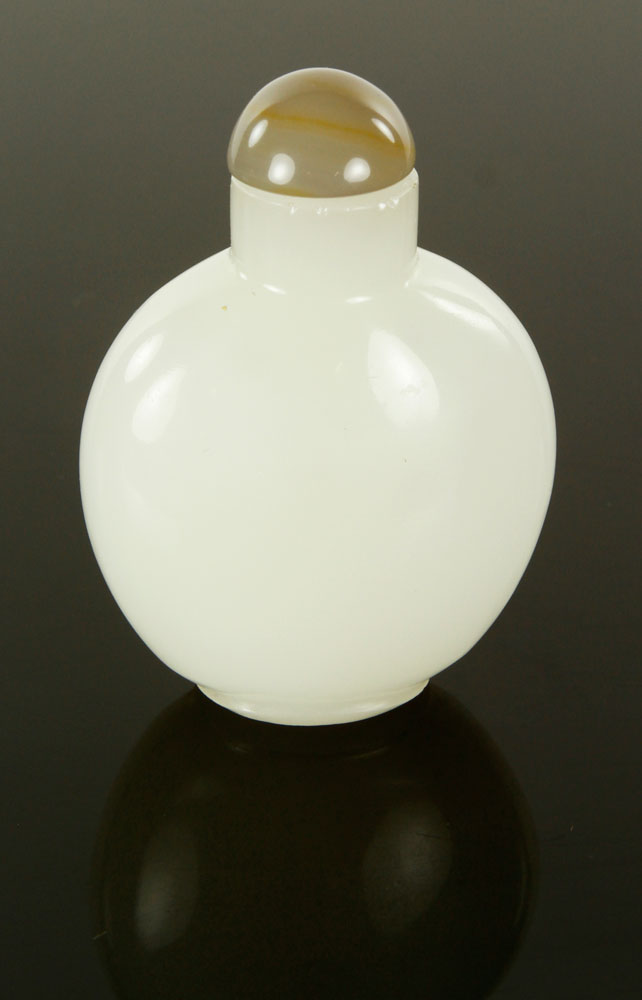 Appraisal: - Chinese Jade Snuff Bottle Jade snuff bottle China h