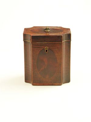 Appraisal: A George III harewood and mahogany octagonal tea caddy having