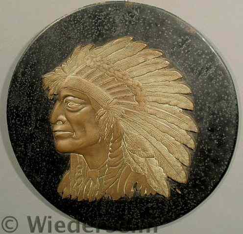 Appraisal: Bronze relief figure of an American Indian chief late th