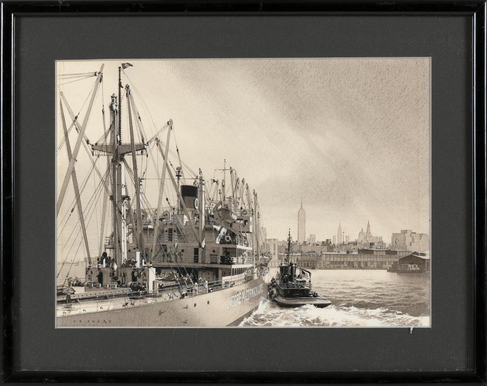 Appraisal: CARL G EVERS CALIFORNIA GERMANY - A TUG ESCORTING A