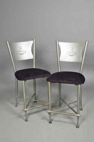 Appraisal: CAF STOOLS - PAINTED ALUMINUMTwo contemporary silver painted aluminum coffee