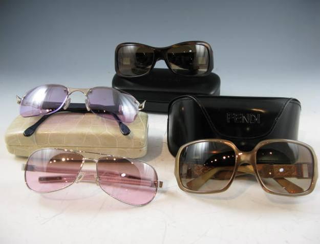 Appraisal: Four Designer Woman's Sunglasses by Fendi Bulgari and Chrome Hearts