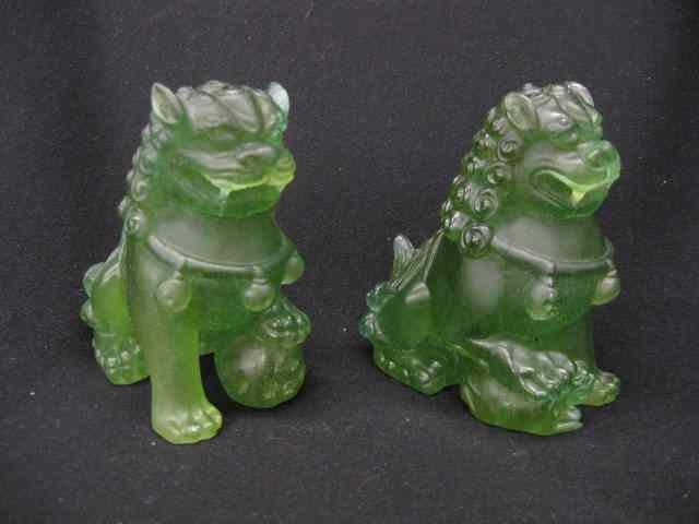 Appraisal: Pair of Daum Art Glass Figurines Pate de Verre Foo