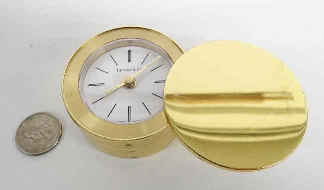 Appraisal: Tiffany brass clock '' Diameter Marked on back ''Swiss Quartz