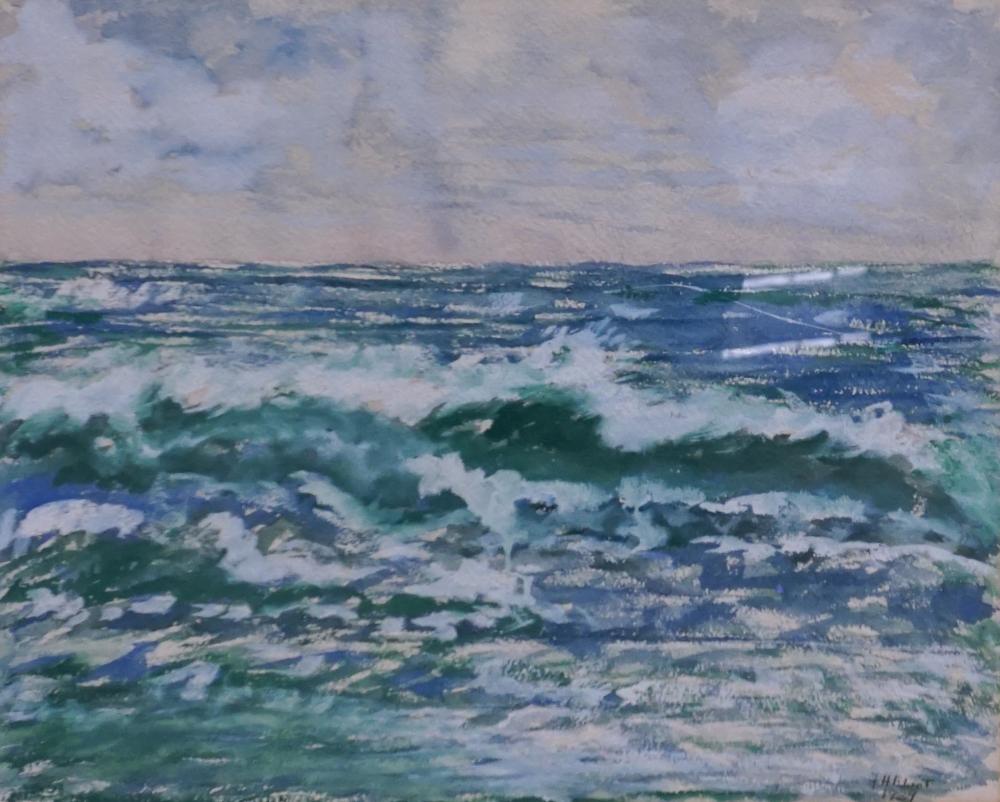 Appraisal: F H ELIOT CRASHING WAVES WATERCOLOR FRAME X IN X