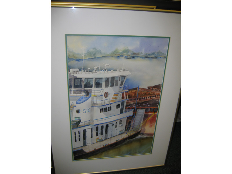 Appraisal: R ALEXANDER DOMBRO AMERICAN RIVERBOAT watercolor signed lower right framed