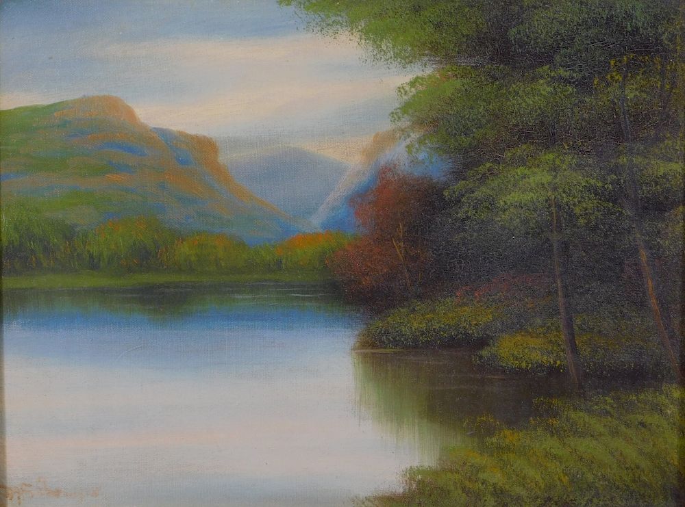 Appraisal: D A Fisher New England Summer Mountain Landscape D A