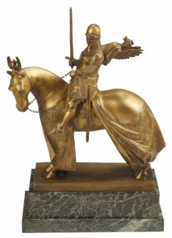 Appraisal: Gilt bronze sculpture Equestrian Statue of Cangrande della Scala signed