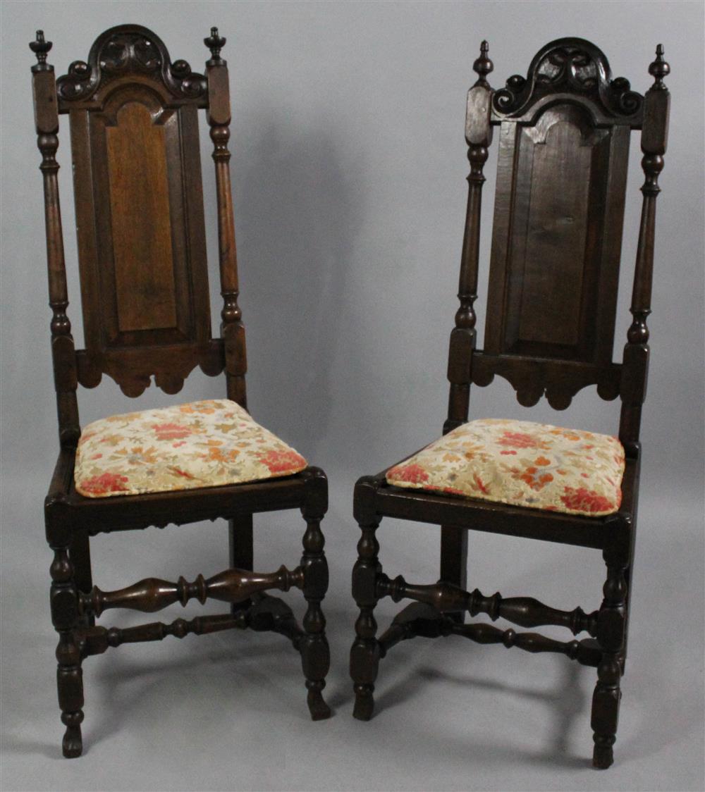 Appraisal: PAIR OF BAROQUE CARVED OAK SIDE CHAIRS each chair with