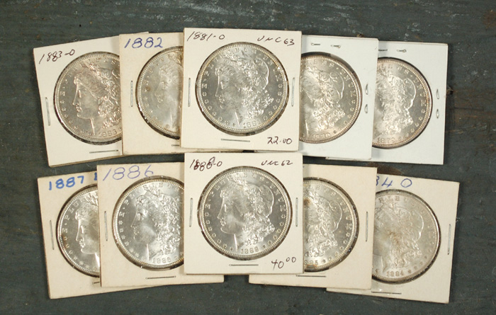 Appraisal: TEN U S SILVER MORGAN DOLLARS -S -S -O -P