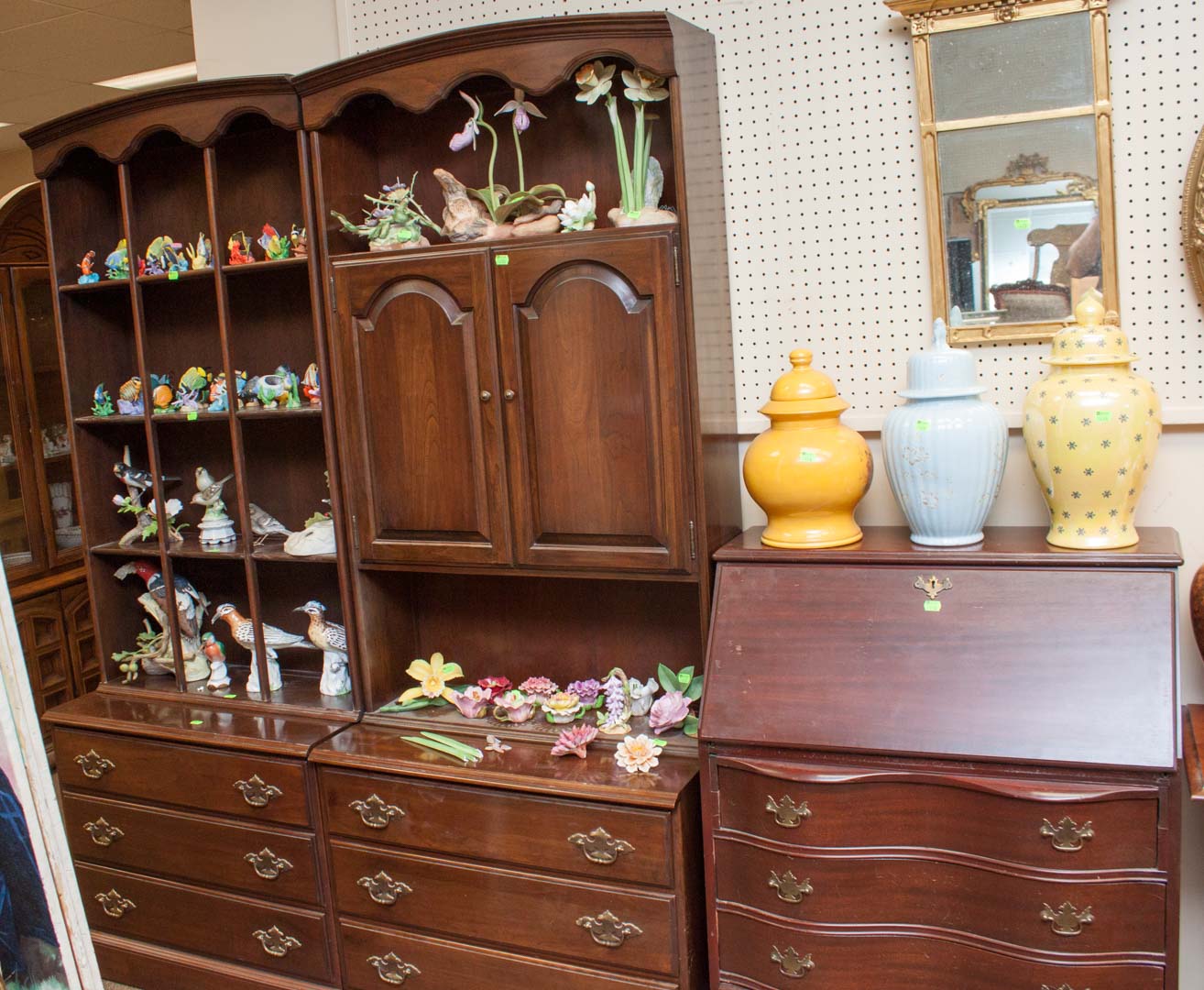 Appraisal: Three pieces of furniture including mahogany drop-front desk and two