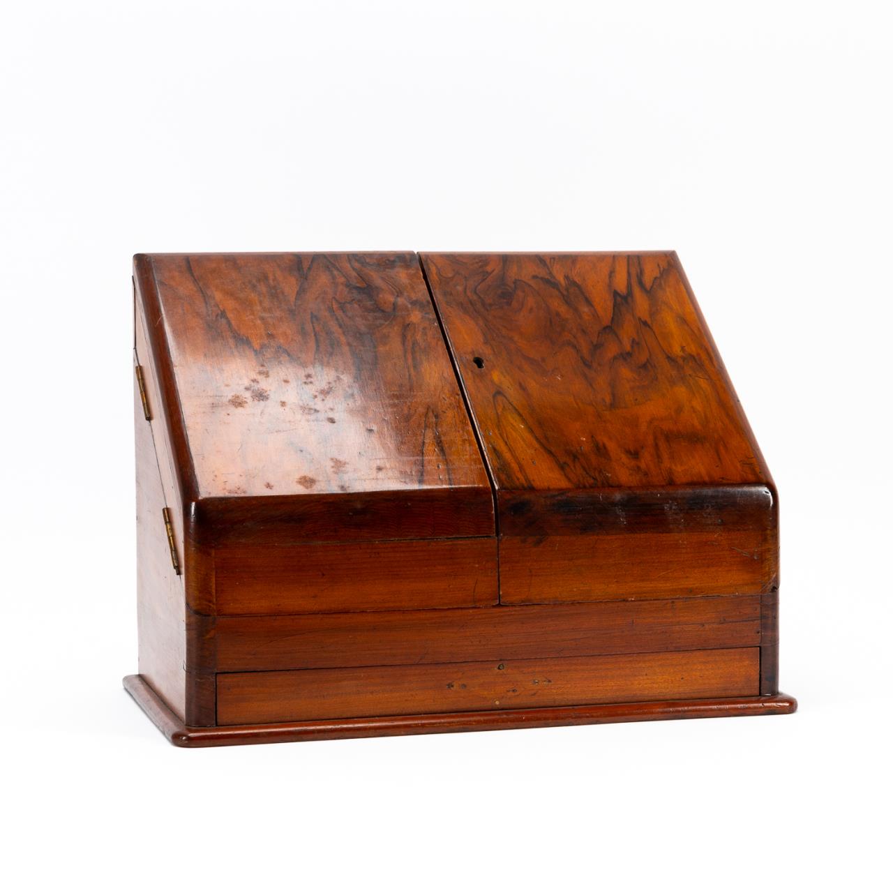 Appraisal: ENGLISH ROSEWOOD AND MAHOGANY STATIONARY BOX English late th to