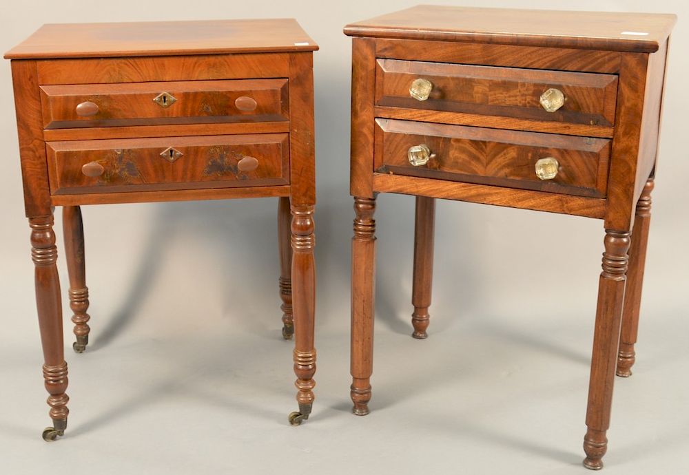 Appraisal: Two mahogany Sheraton two drawer stands circa ht in top