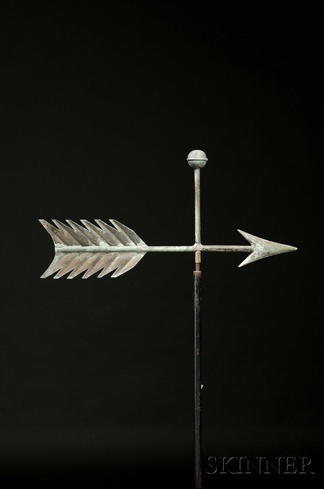 Appraisal: Molded Copper Arrow Weathervane America late th century the belted