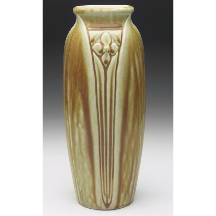 Appraisal: Rookwood vase molded flowers and broad leaves under a brown